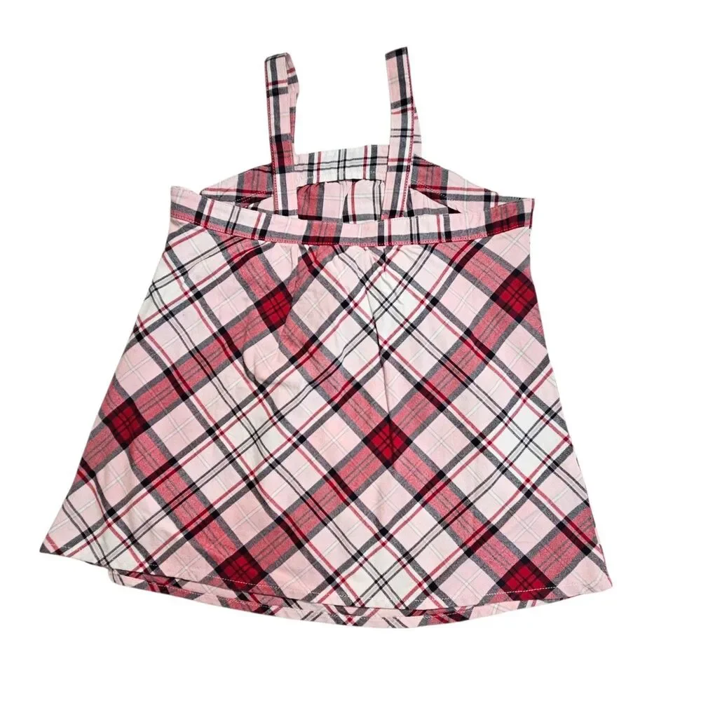 Vintage Gymboree Top Girls Size 5 Pink Plaid Rock Star Swing Tank With Bow NWT